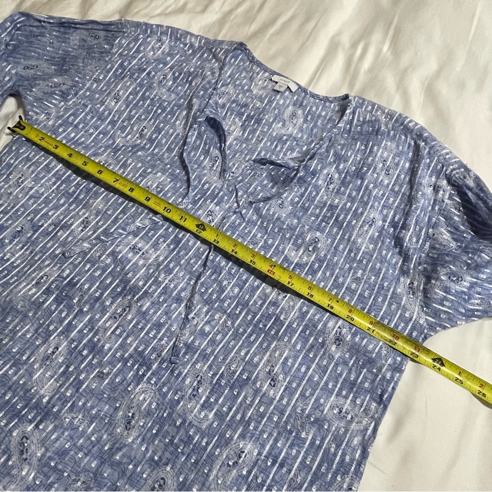 Pure Jill Embroidery Cotton Blouse Women Size M Blue Cotton Blend - Picture 6 of 10
